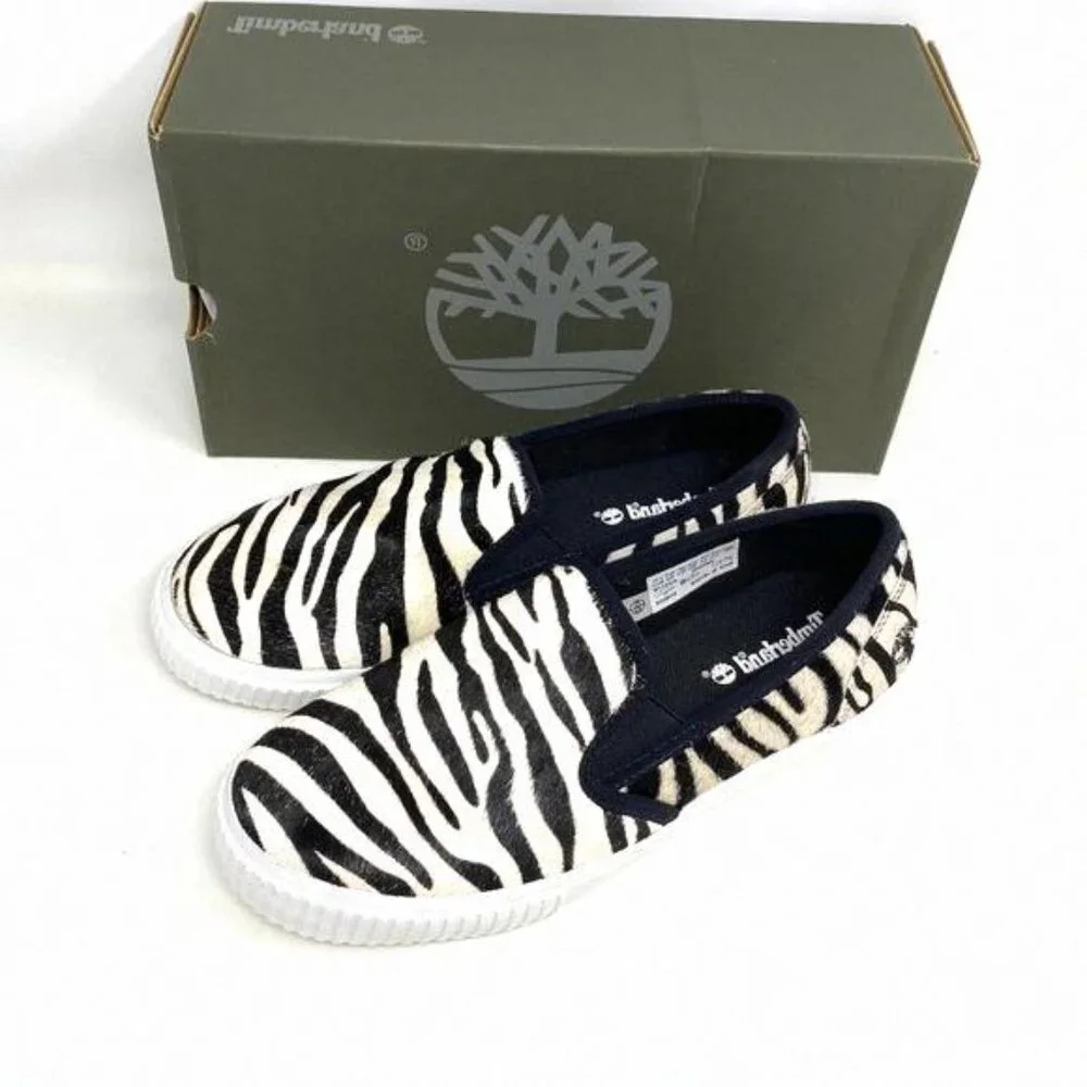 Timberland BX2 WOMEN SKYLA BAY SLIP ON ZEBRA LEATHER Black BX2 0A2GW6 TB White - Picture 7 of 11